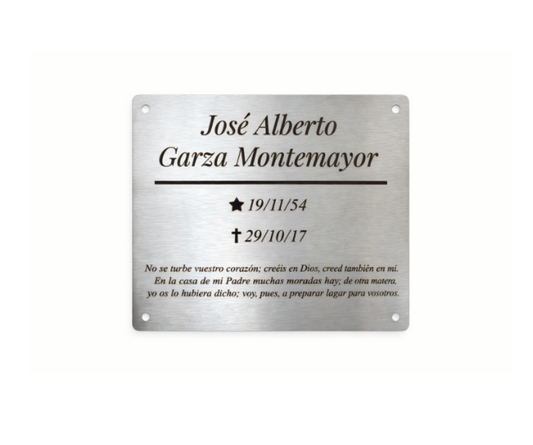 Placa Funeraria Personalizada 15 x 15 cm