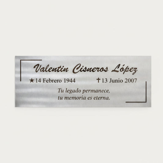 Placa Funeraria Personalizada 30 x 12 cm